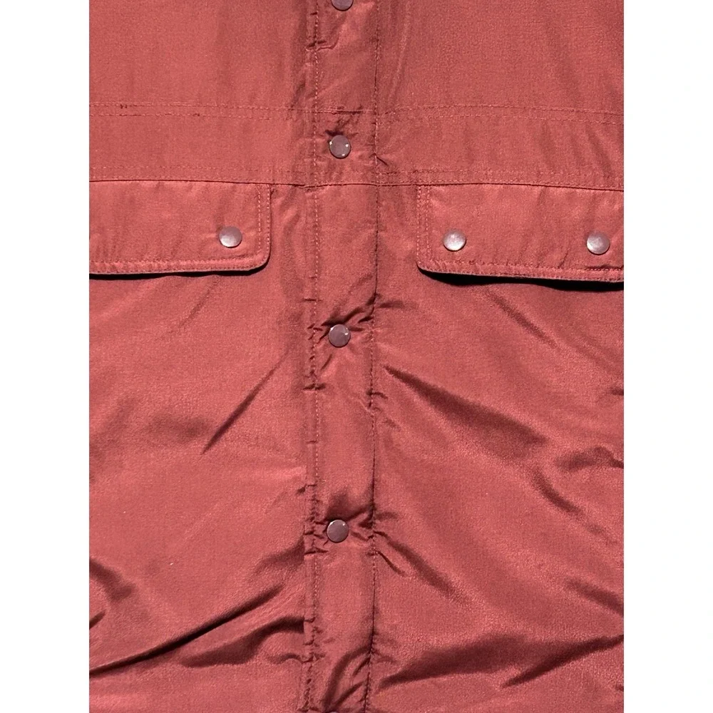 Vintage 70s Sears Mens Store Duck‎ Down L Brown Puffer Vest Snap Pockets Rancher